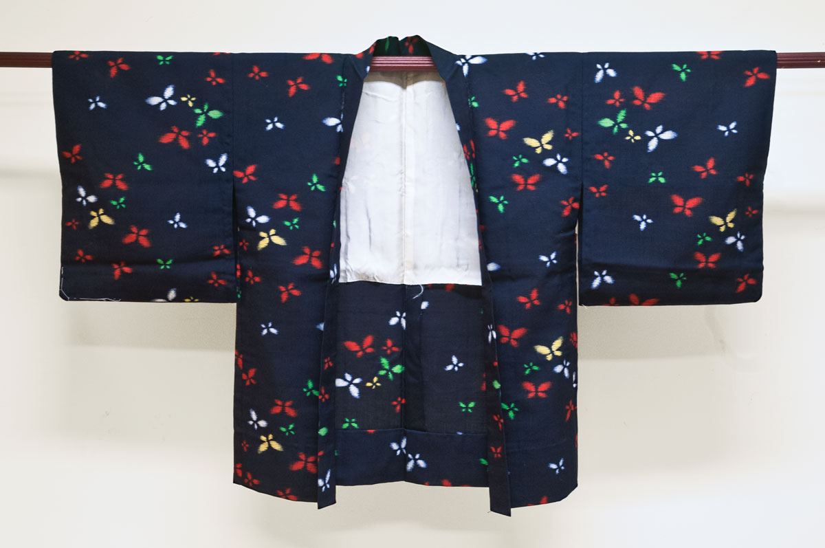 Japansk vintage haori/kimono-jacka av siden - framsida