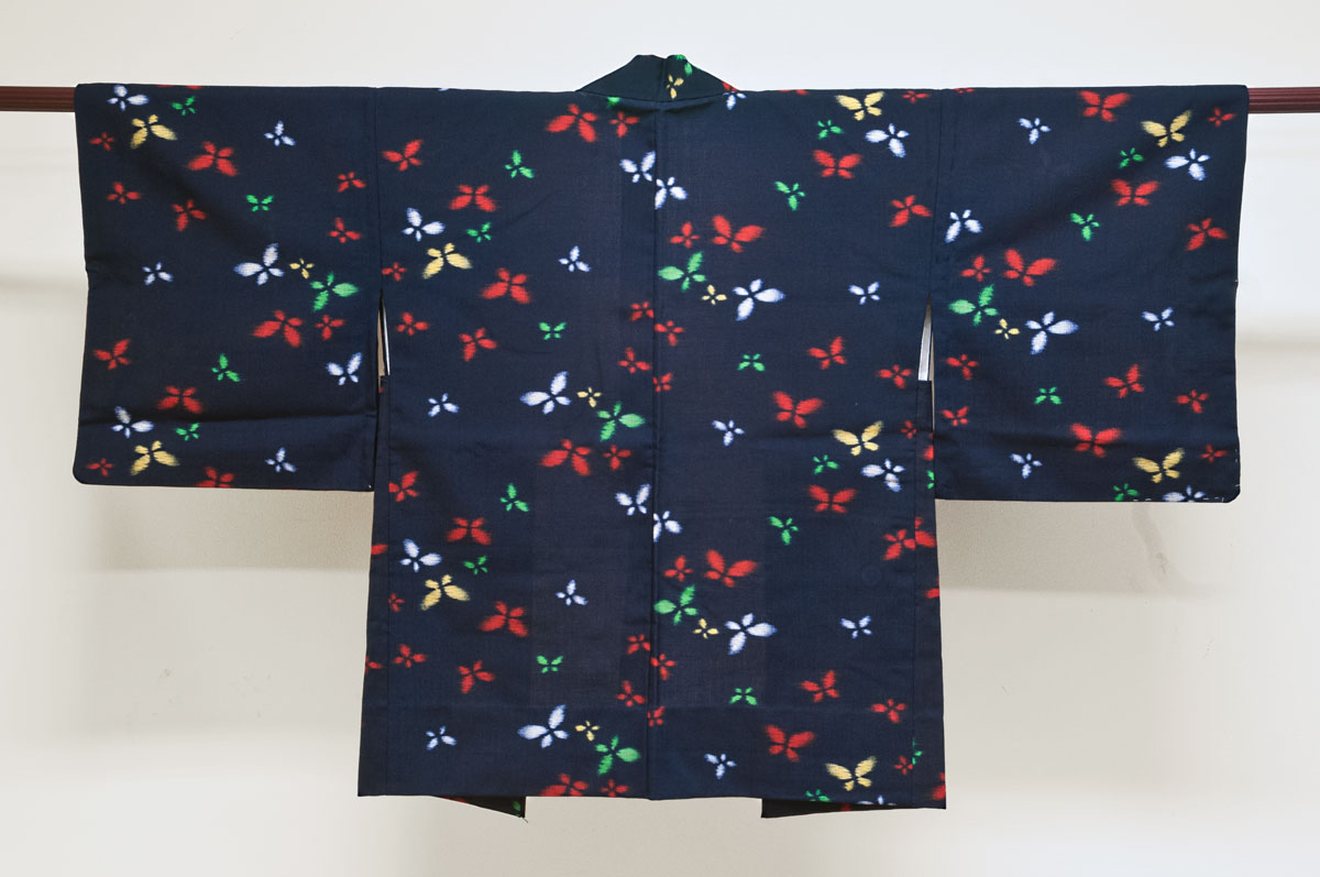 Japansk vintage haori/kimono-jacka av siden- rygg